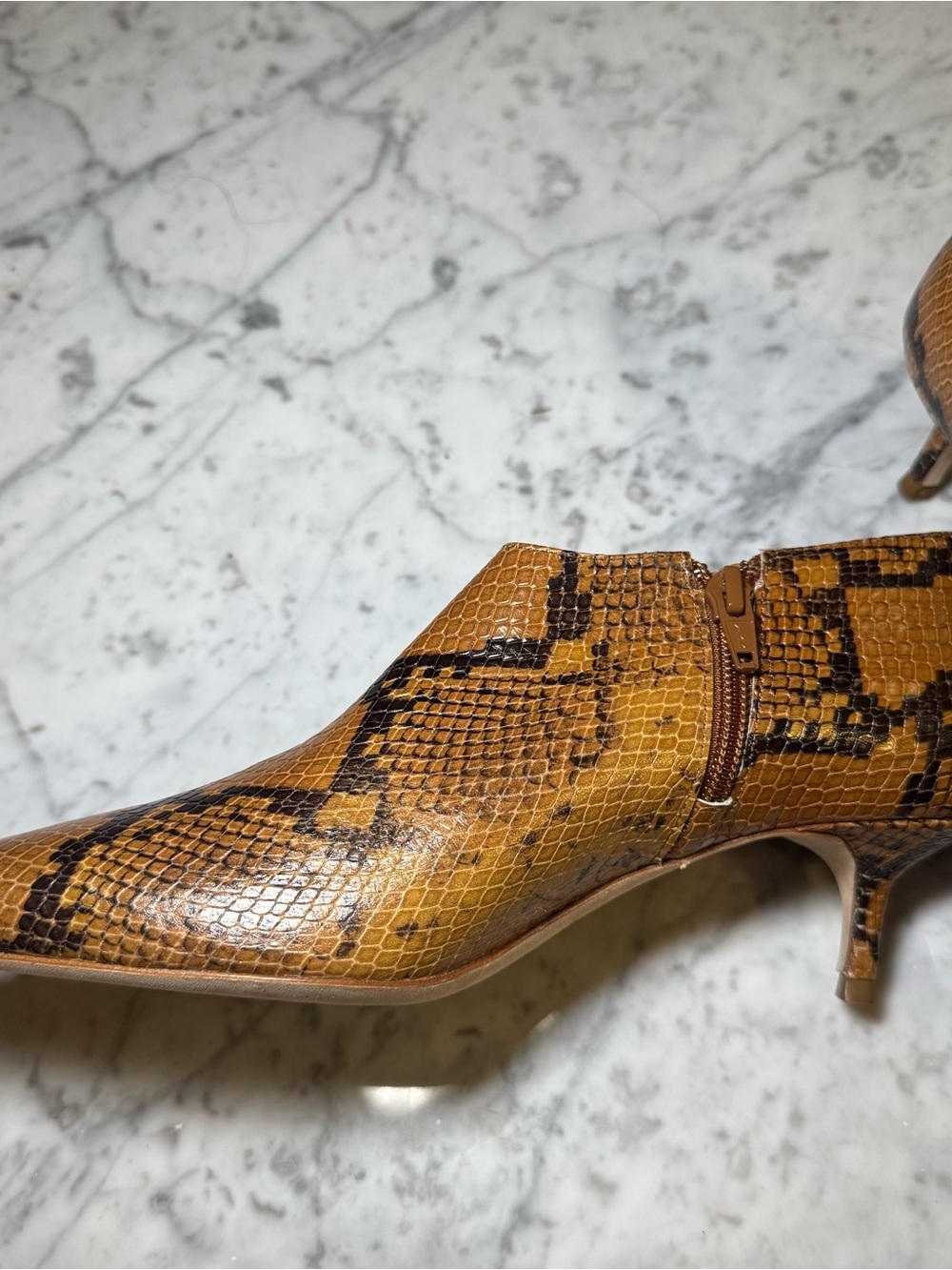 New Staud Pointed Toe Ankle Booties 100% Leather Snakeskin Size EU 37 US 7 - Picture 5 of 9